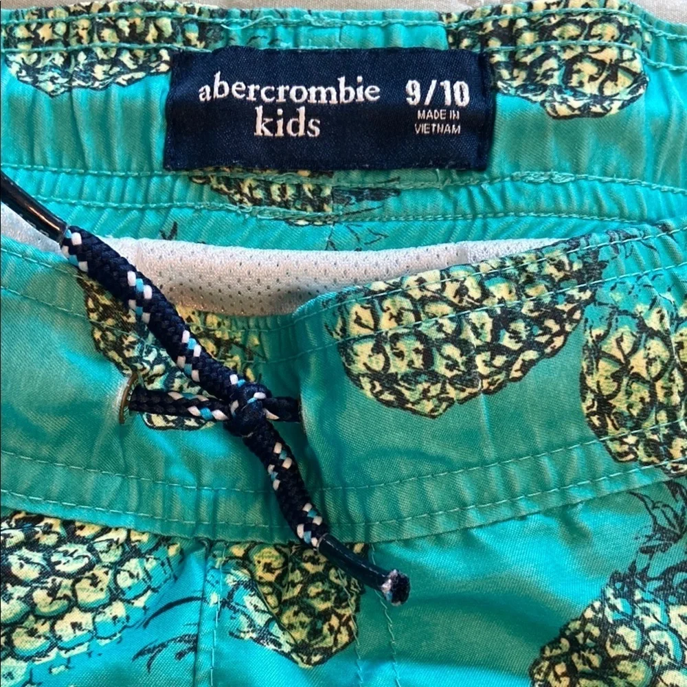 Abercrombie Kids Teal Pineapple Print Swim Trunks